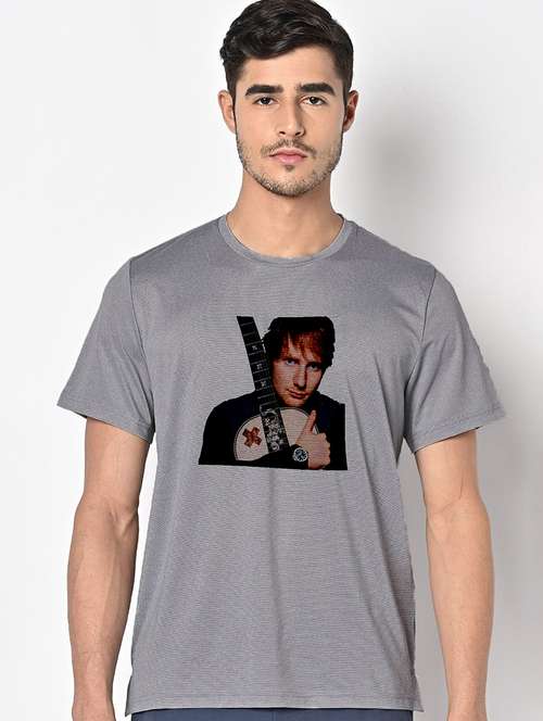 men grey round neck regular fit t-shirt - 21842257 -  Standard Image - 0