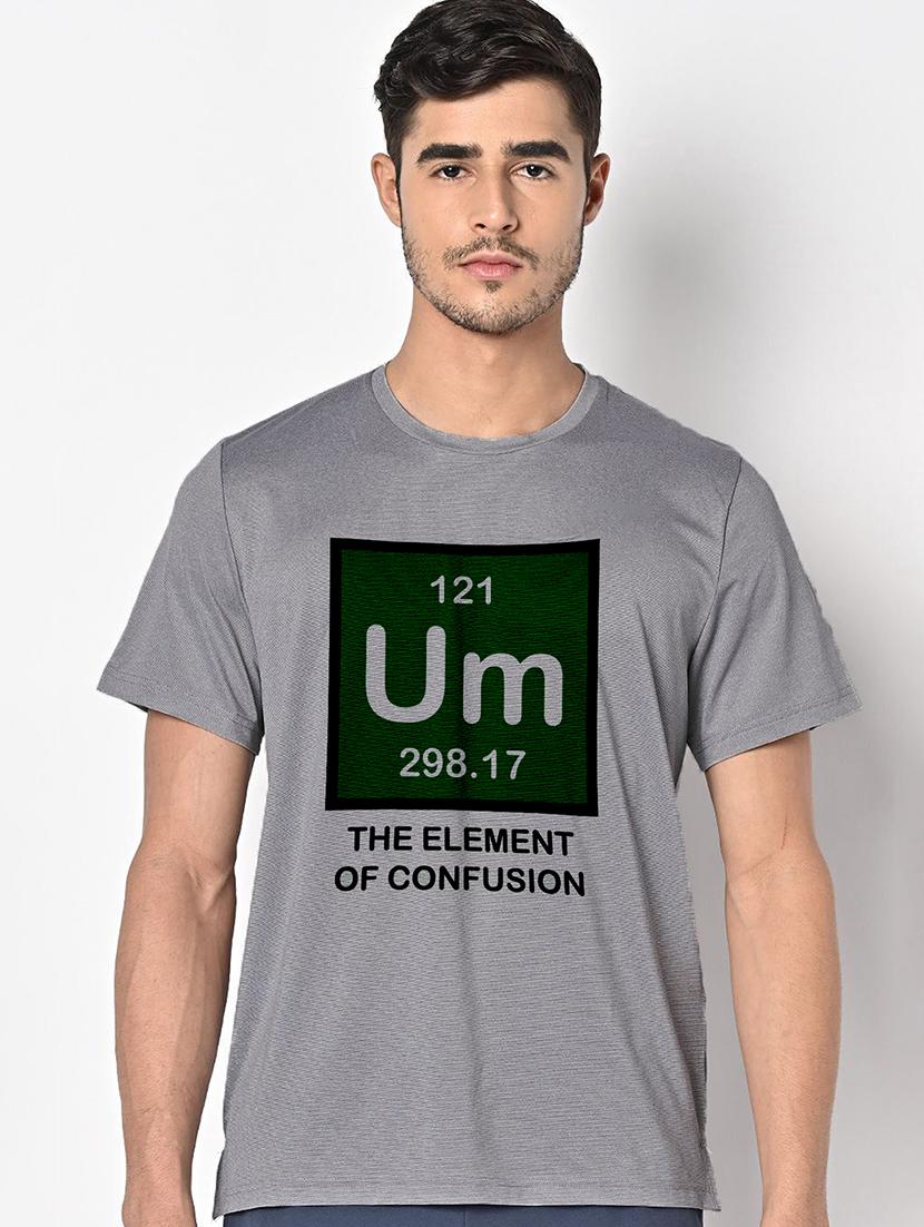 men grey round neck regular fit t-shirt