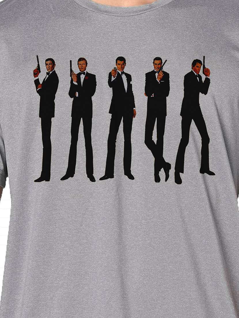 men grey round neck regular fit t-shirt - 21842262 -  Standard Image - 3