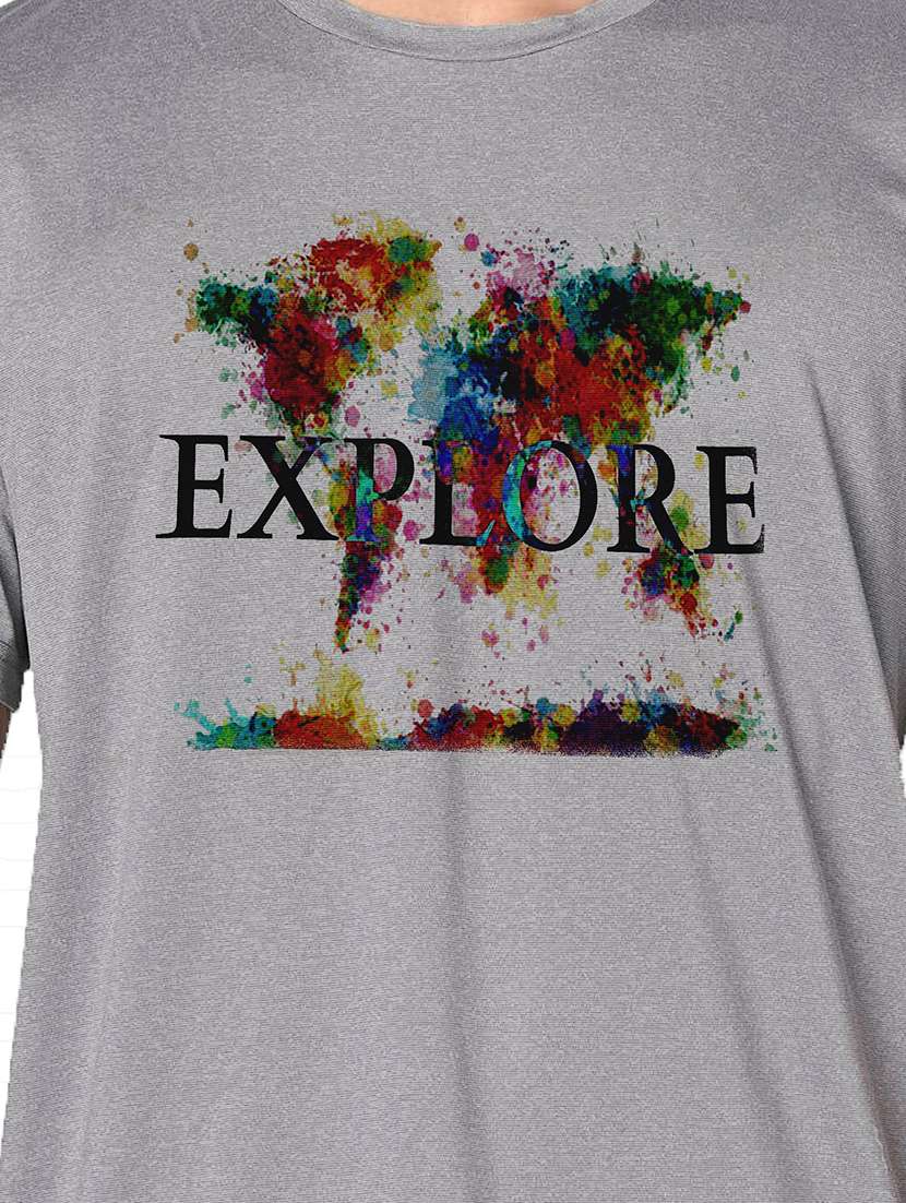 men grey round neck regular fit t-shirt - 21842265 -  Standard Image - 3