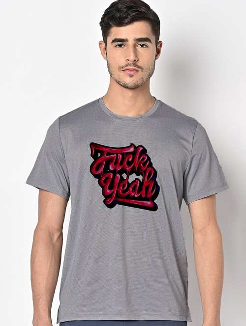 men grey round neck regular fit t-shirt - 21842266 -  Standard Image - 0