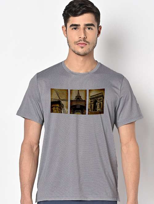 men grey round neck regular fit t-shirt - 21842271 -  Standard Image - 0