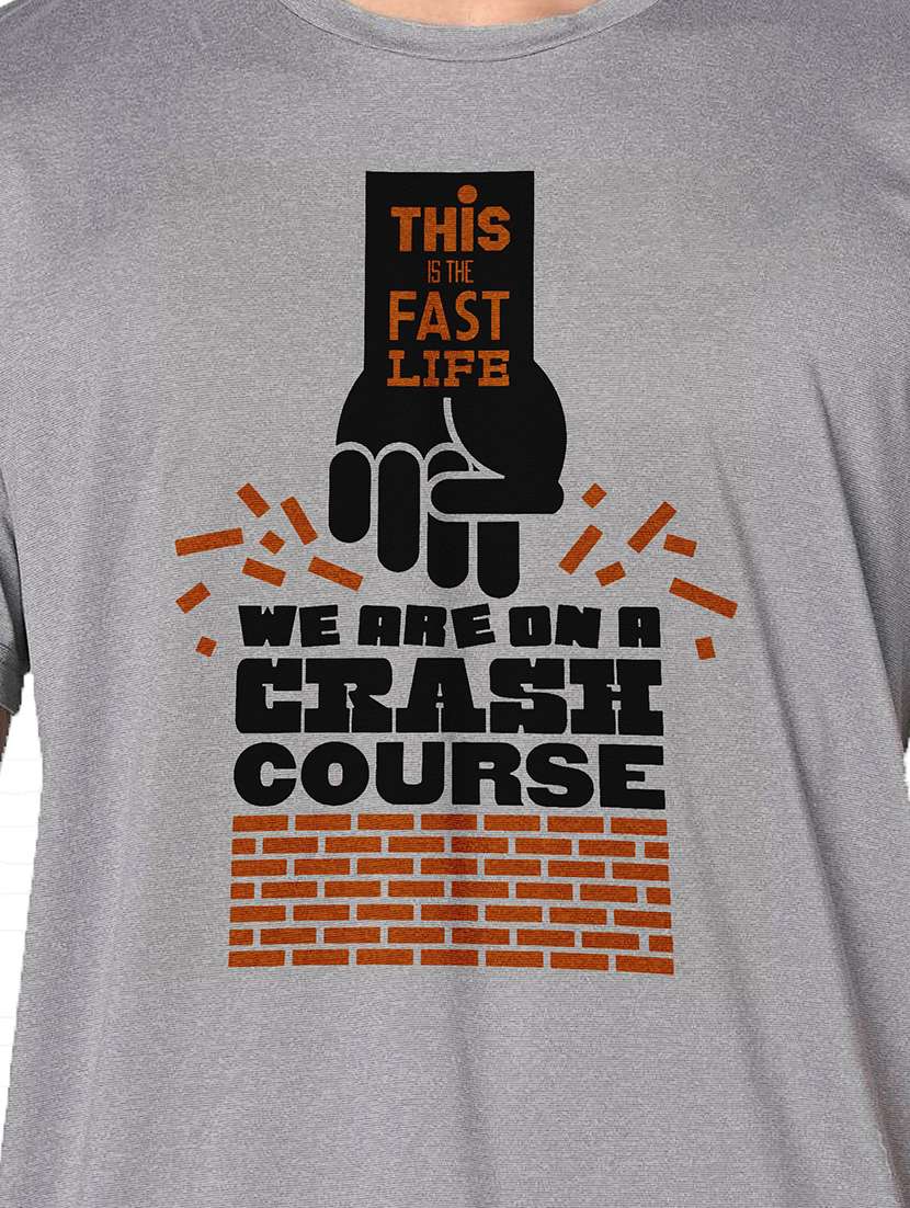 men grey round neck regular fit t-shirt - 21842272 -  Standard Image - 3