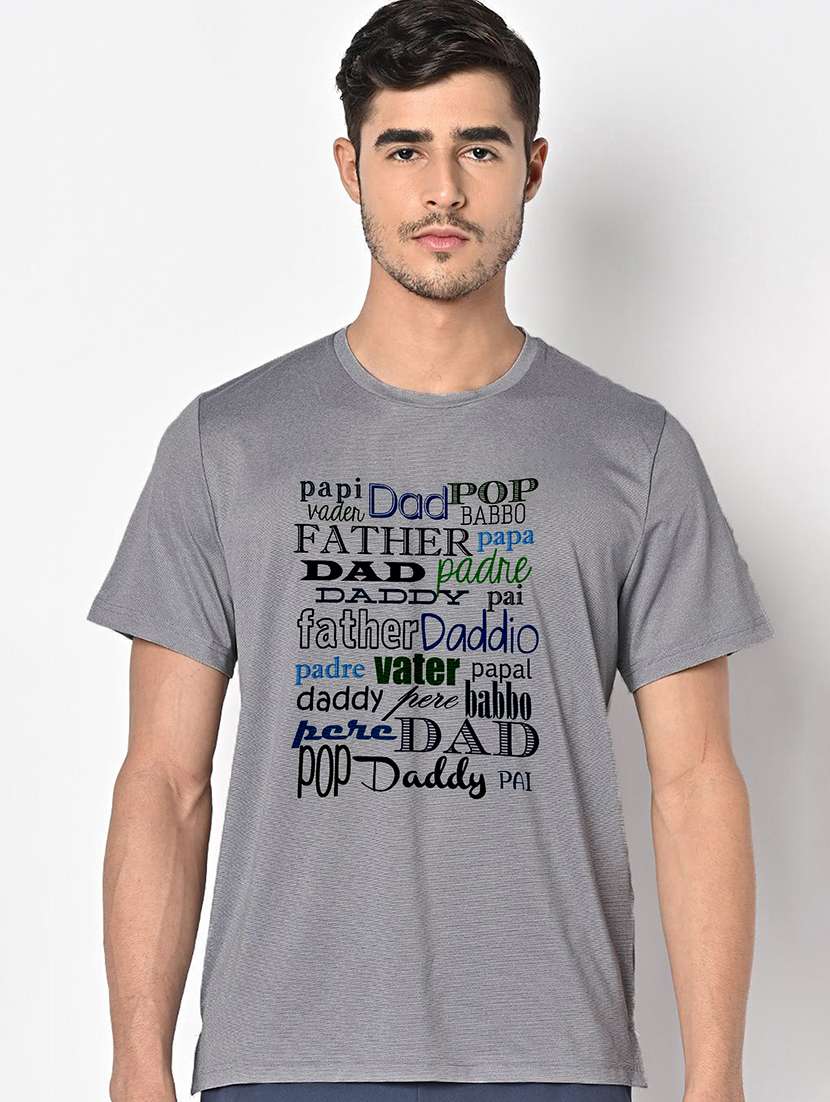 men grey round neck regular fit t-shirt