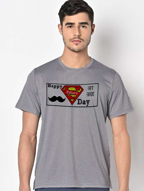 men grey round neck regular fit t-shirt - 21842276 -  Standard Image - 0