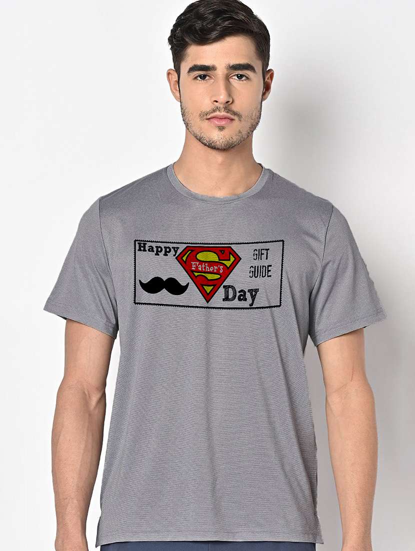 men grey round neck regular fit t-shirt