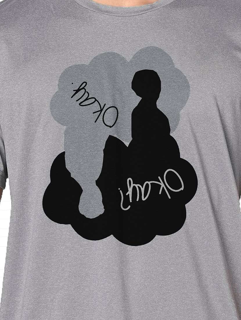 men grey round neck regular fit t-shirt - 21842277 -  Standard Image - 3