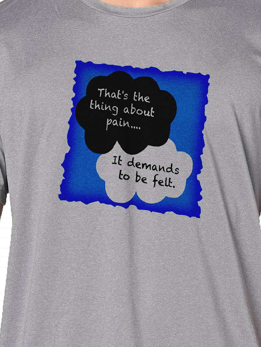 men grey round neck regular fit t-shirt - 21842279 -  Standard Image - 3