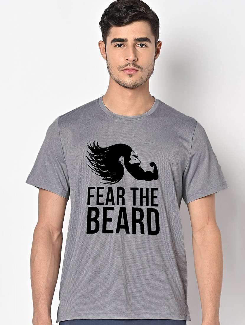 men grey round neck regular fit t-shirt