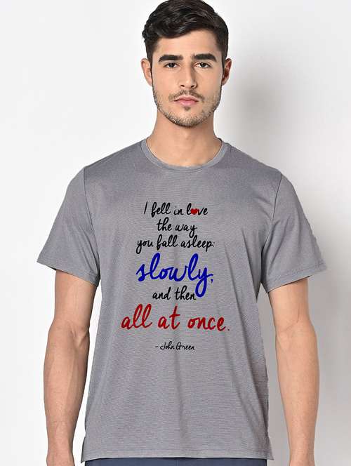 men grey round neck regular fit t-shirt - 21842285 -  Standard Image - 0