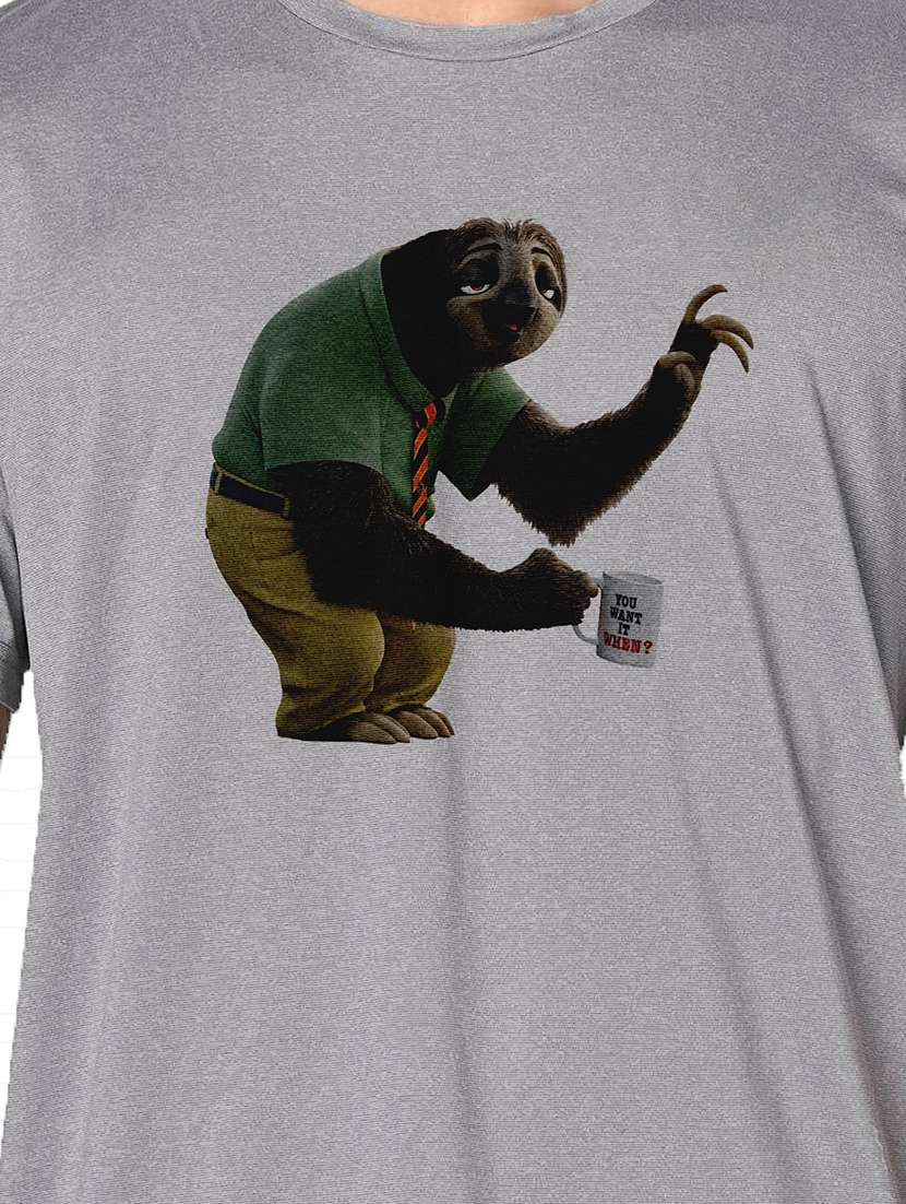 men grey round neck regular fit t-shirt - 21842288 -  Standard Image - 3