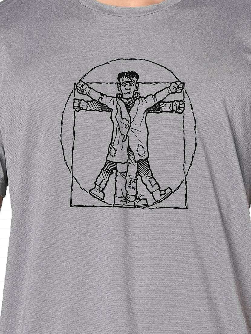 men grey round neck regular fit t-shirt - 21842298 -  Standard Image - 3