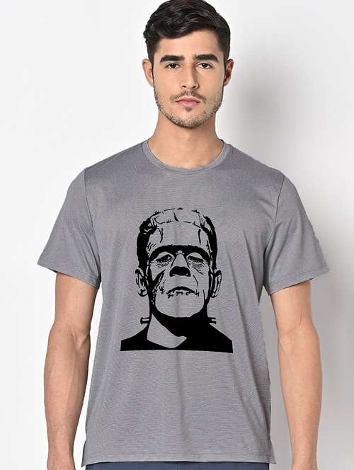 men grey round neck regular fit t-shirt - 21842299 -  Standard Image - 0