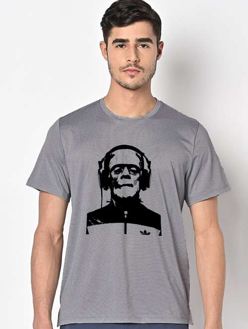 men grey round neck regular fit t-shirt - 21842300 -  Standard Image - 0