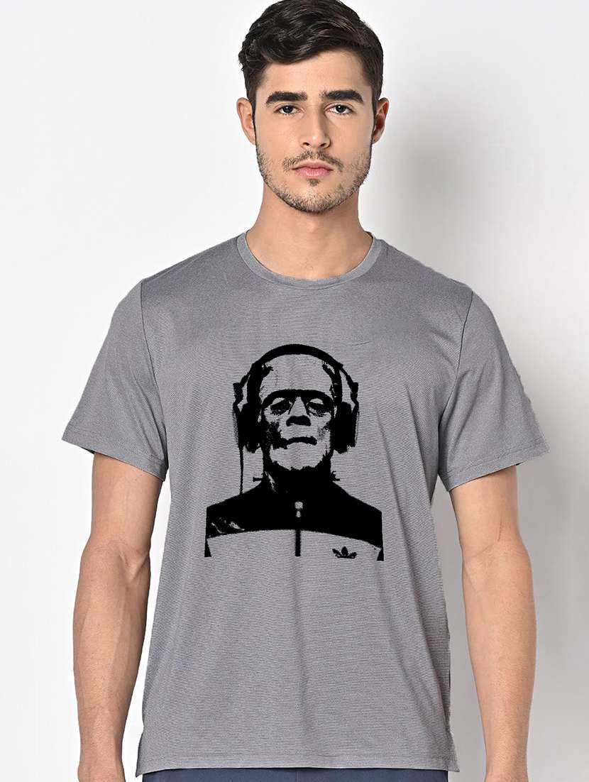 men grey round neck regular fit t-shirt - 21842300 -  Zoom Image - 0