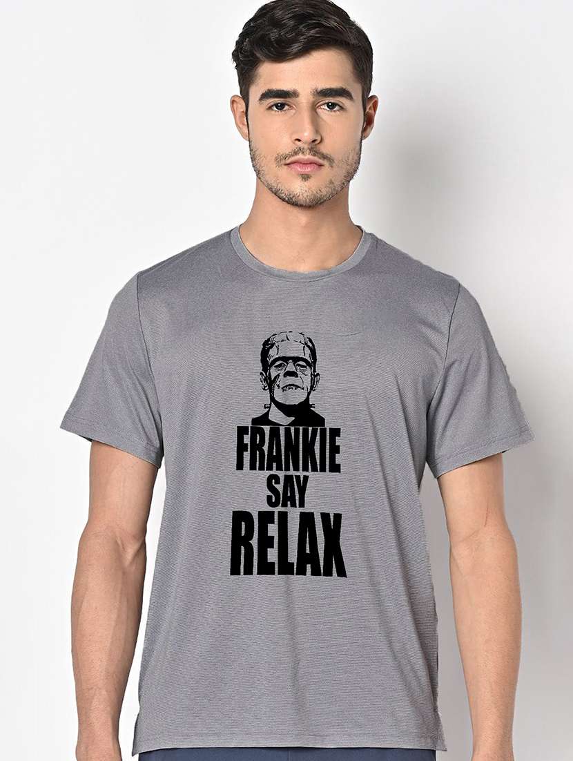 men grey round neck regular fit t-shirt