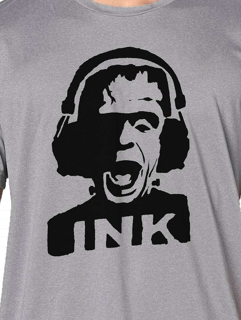 men grey round neck regular fit t-shirt - 21842302 -  Standard Image - 3