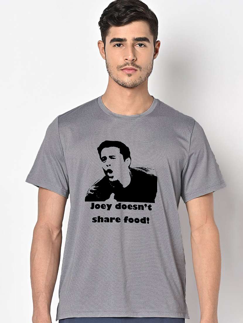 men grey round neck regular fit t-shirt