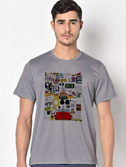men grey round neck regular fit t-shirt - 21842312 -  Standard Image - 0