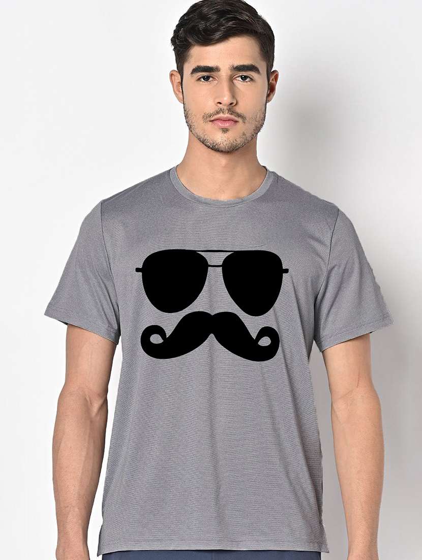 men grey round neck regular fit t-shirt - 21842317 -  Zoom Image - 0