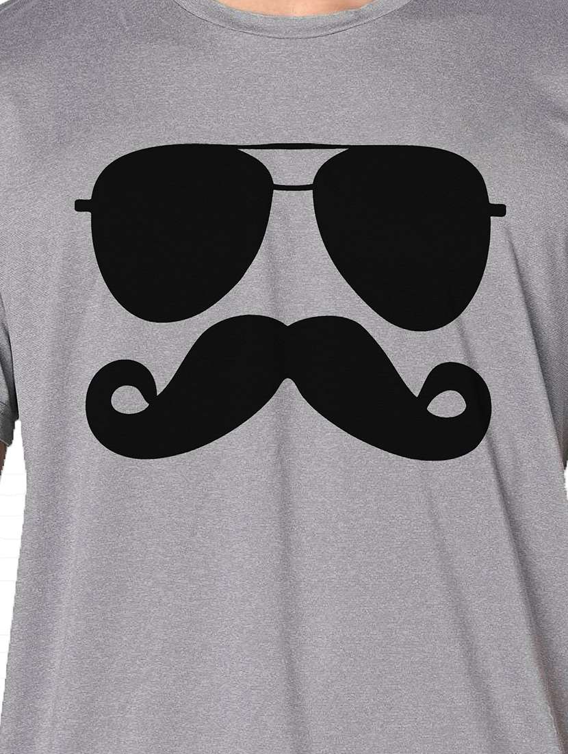 men grey round neck regular fit t-shirt - 21842317 -  Standard Image - 3