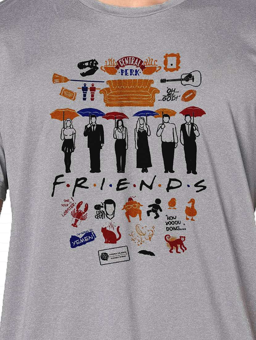 men grey round neck regular fit t-shirt - 21842318 -  Standard Image - 3