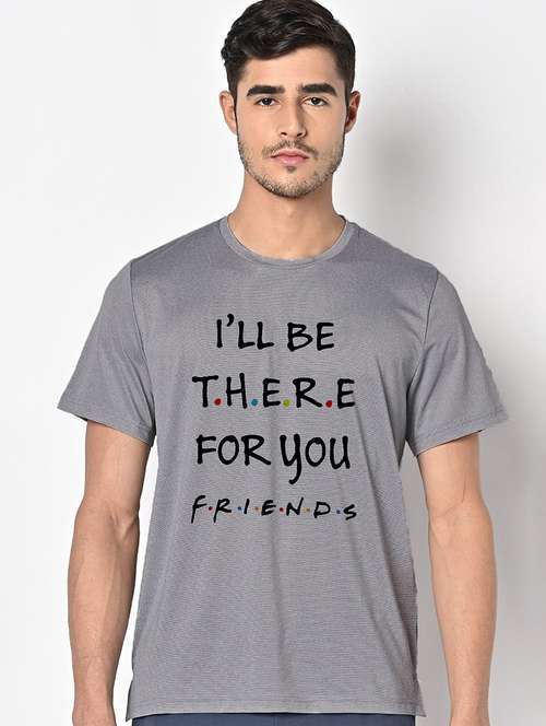 men grey round neck regular fit t-shirt - 21842323 -  Standard Image - 0