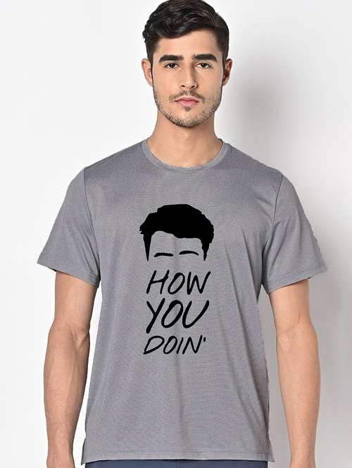 men grey round neck regular fit t-shirt - 21842327 -  Standard Image - 0