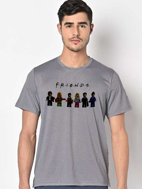 men grey round neck regular fit t-shirt - 21842333 - Standard Image - 0