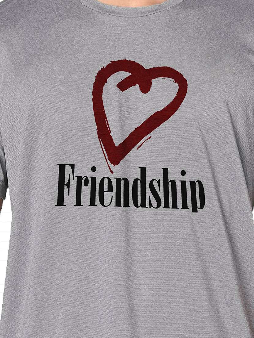 men grey round neck regular fit t-shirt - 21842338 -  Standard Image - 3