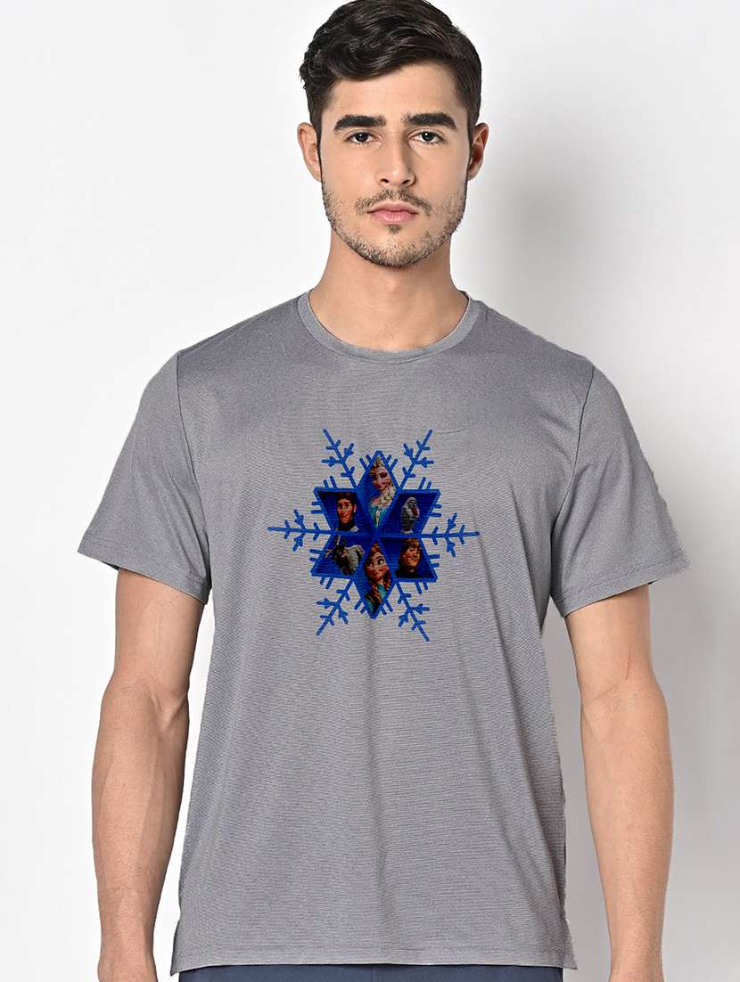 men grey round neck regular fit t-shirt