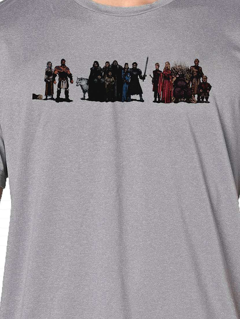 men grey round neck regular fit t-shirt - 21842355 -  Standard Image - 3