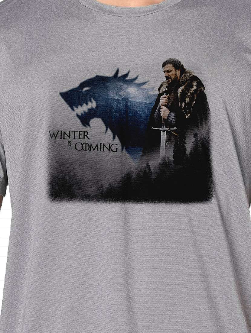 men grey round neck regular fit t-shirt - 21842365 -  Standard Image - 3