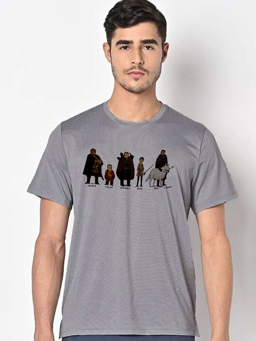 men grey round neck regular fit t-shirt - 21842366 -  Standard Image - 0