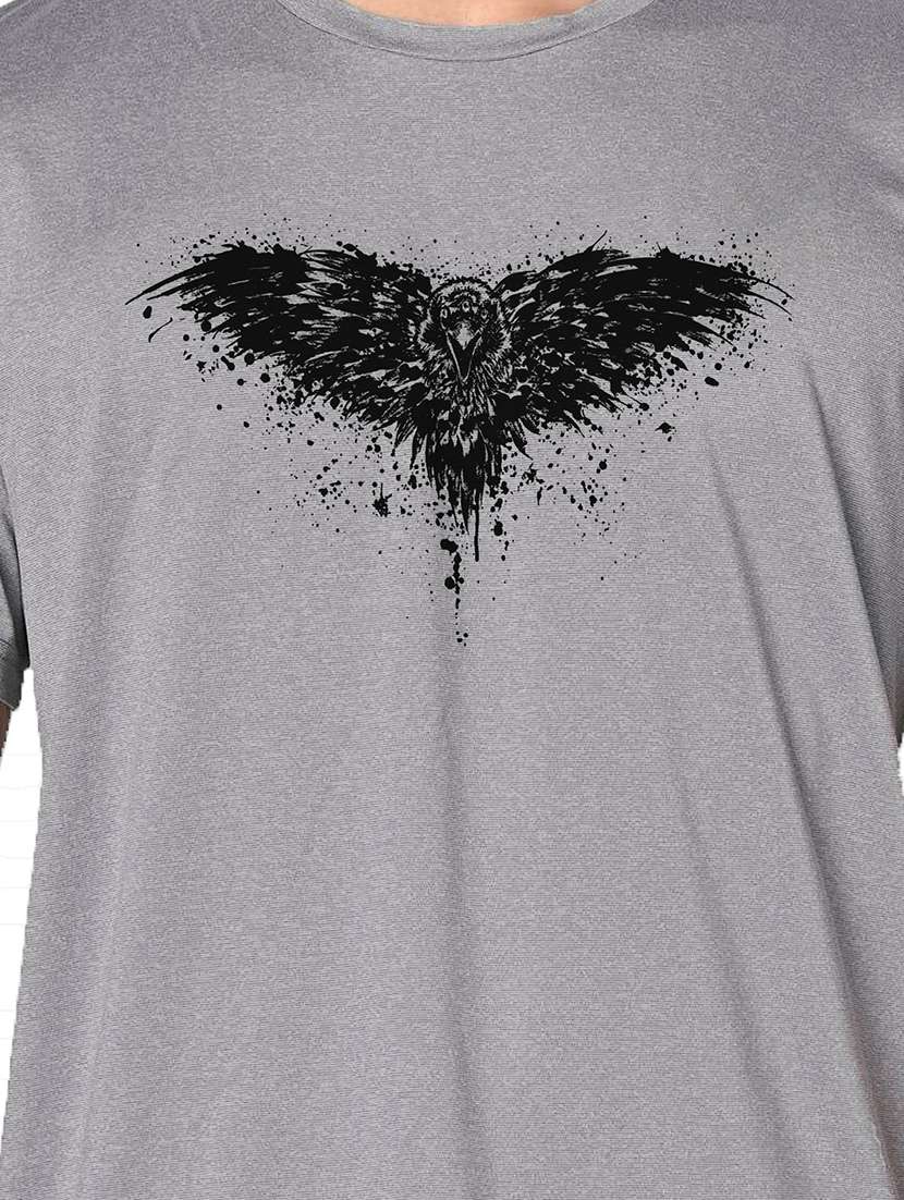 men grey round neck regular fit t-shirt - 21842371 -  Standard Image - 3