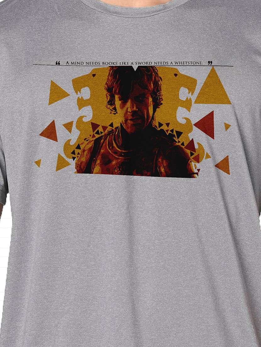 men grey round neck regular fit t-shirt - 21842376 -  Standard Image - 3