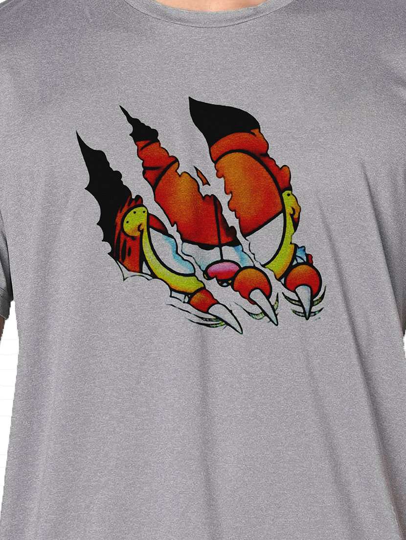 men grey round neck regular fit t-shirt - 21842391 -  Standard Image - 3