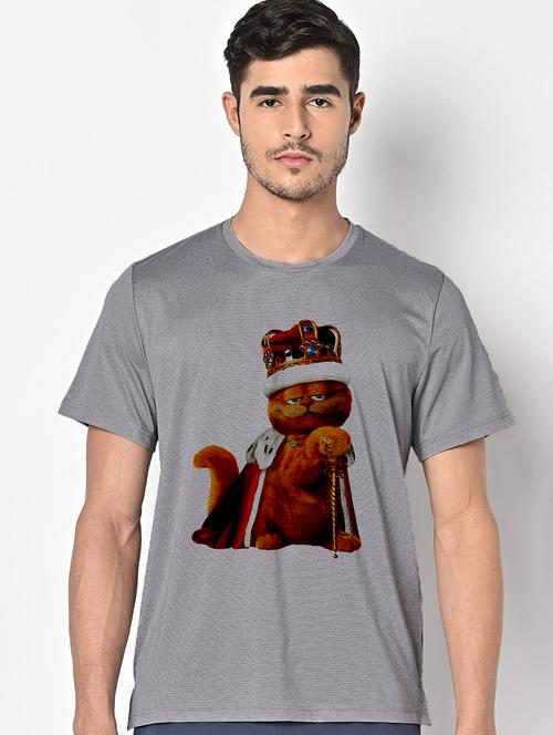 men grey round neck regular fit t-shirt - 21842393 - Standard Image - 0