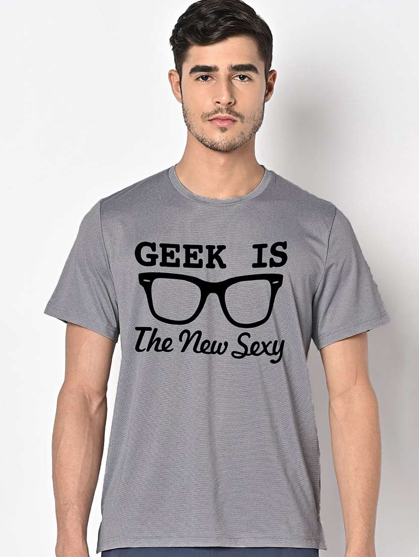 men grey round neck regular fit t-shirt