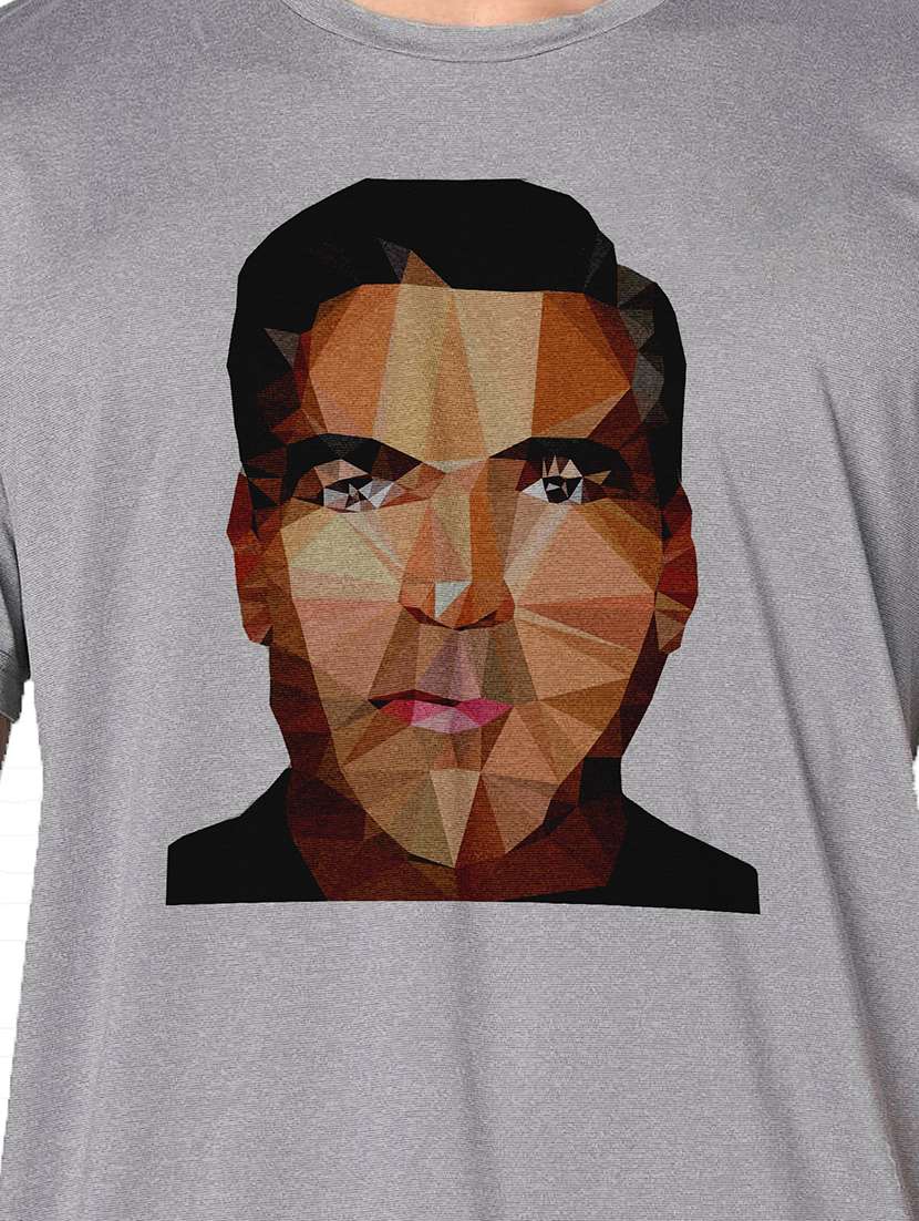 men grey round neck regular fit t-shirt - 21842406 -  Standard Image - 3