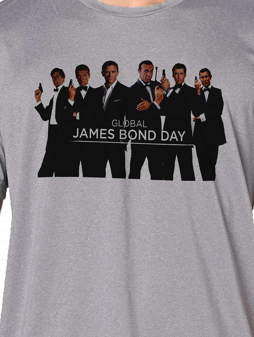 men grey round neck regular fit t-shirt - 21842408 -  Standard Image - 3