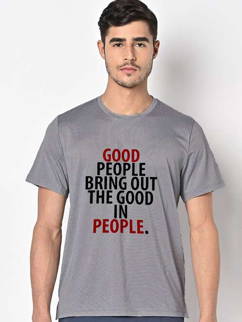 men grey round neck regular fit t-shirt - 21842415 -  Standard Image - 0
