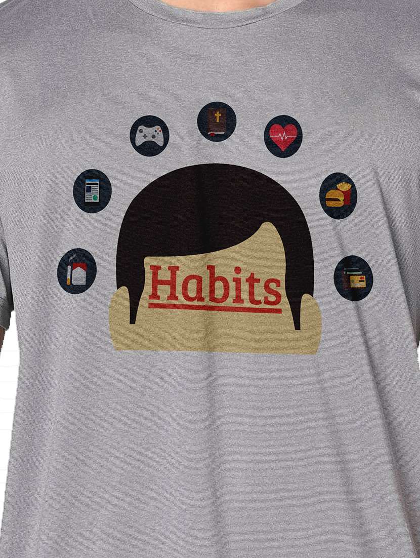 men grey round neck regular fit t-shirt - 21842424 -  Standard Image - 3