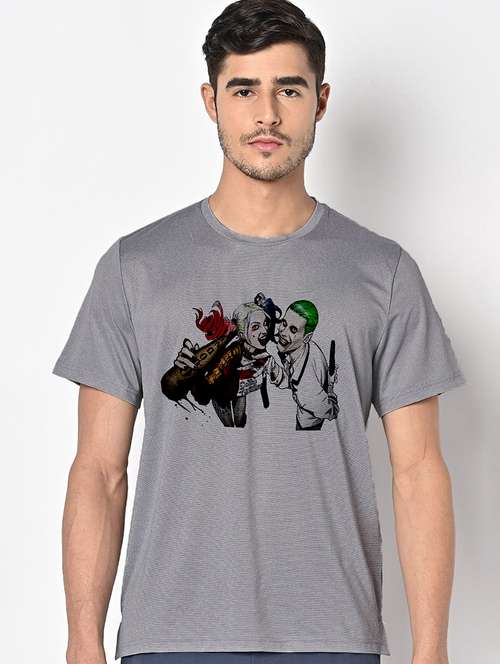 men grey round neck regular fit t-shirt - 21842433 - Standard Image - 0