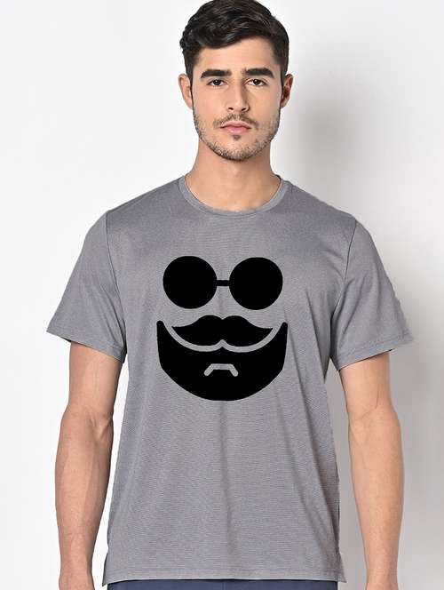 men grey round neck regular fit t-shirt - 21842453 -  Standard Image - 0