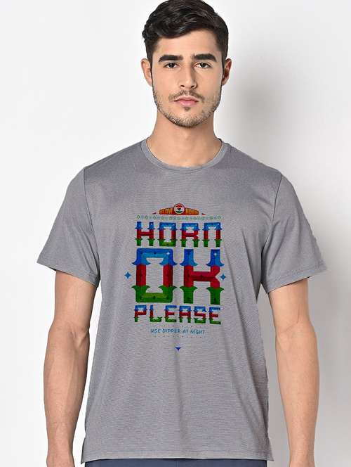 men grey round neck regular fit t-shirt - 21842455 -  Standard Image - 0