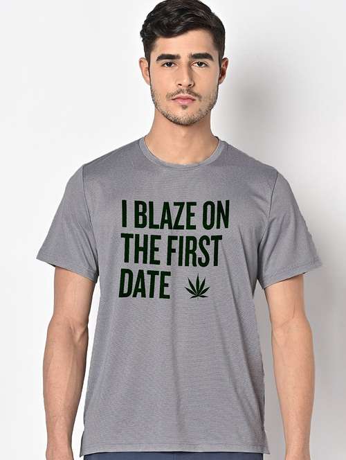 men grey round neck regular fit t-shirt - 21842473 - Standard Image - 0