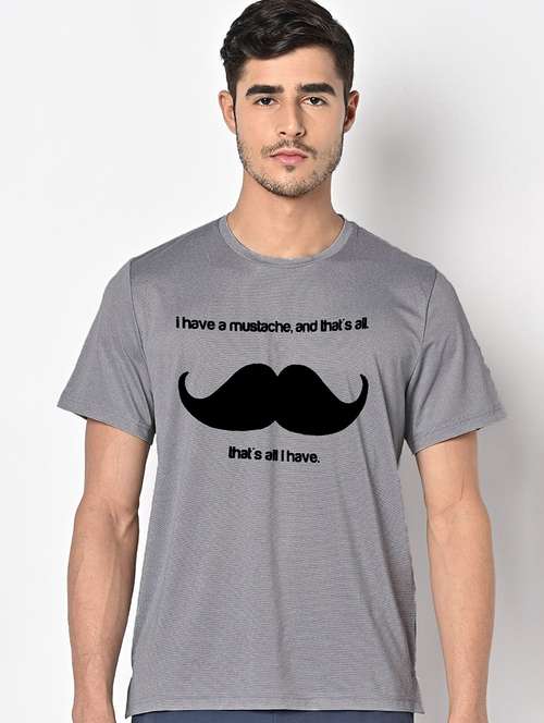 men grey round neck regular fit t-shirt - 21842477 - Standard Image - 0