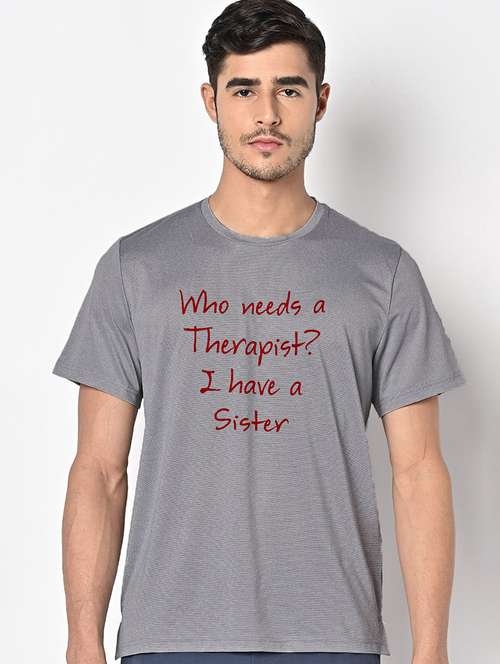 men grey round neck regular fit t-shirt - 21842478 -  Standard Image - 0