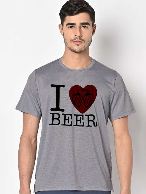 men grey round neck regular fit t-shirt - 21842486 -  Standard Image - 0